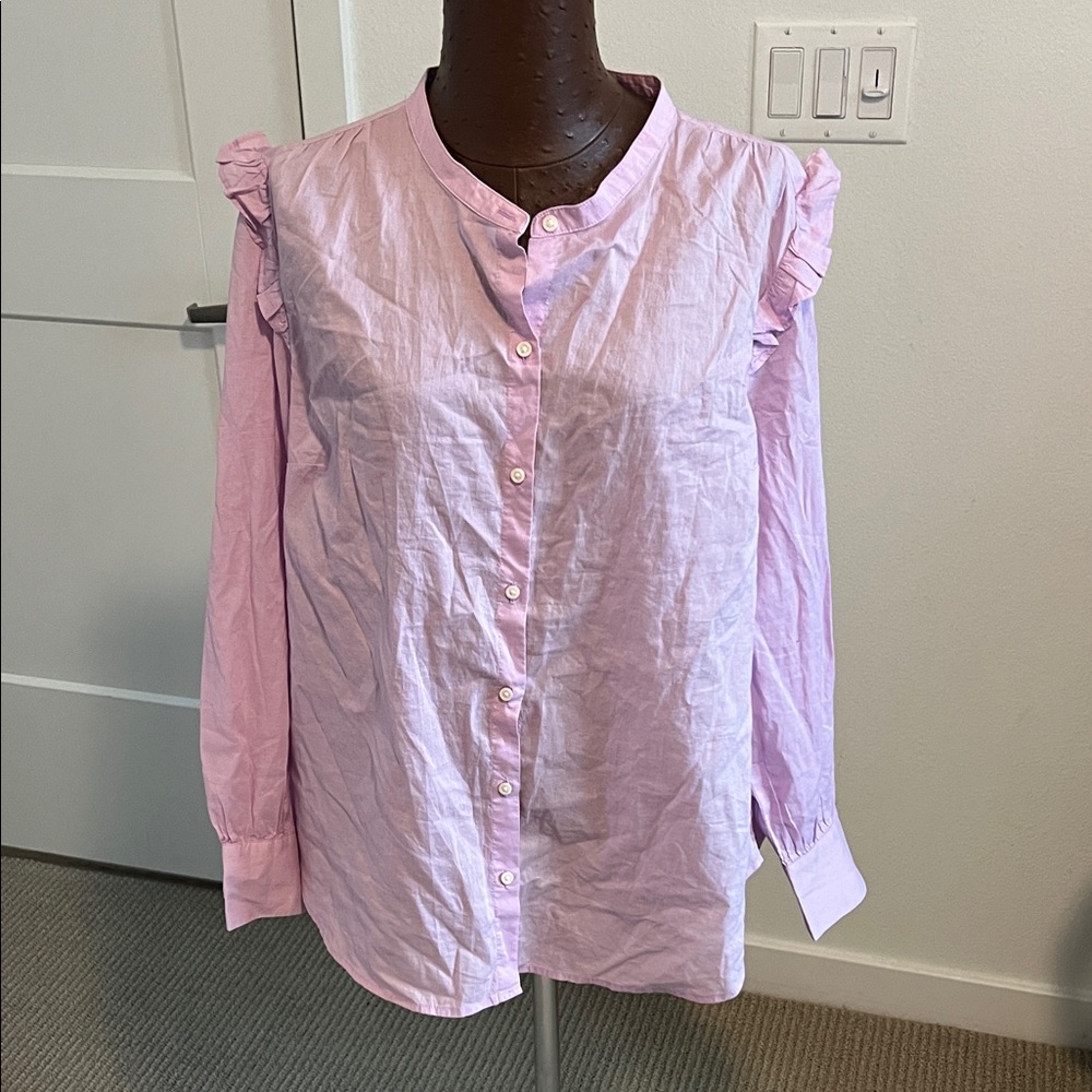 Old Navy Light Pink Ruffle Button Down Shirt